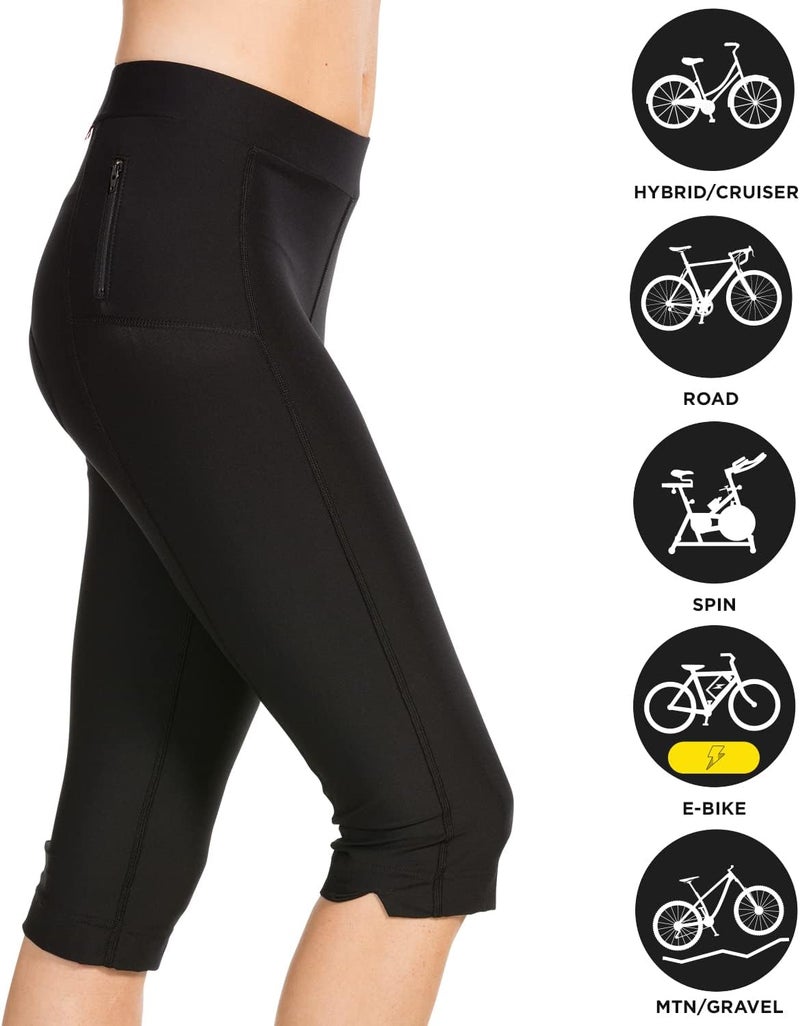 Terry Bike Pants Womens Cycling Capris Padded Spinnaker Knickers Spin Bike Capri Pants Womens Indoor Cycling Clothes - Image 4